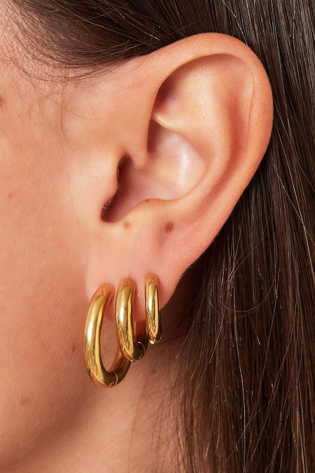 Basic hoop earrings - large Stainless Steel
