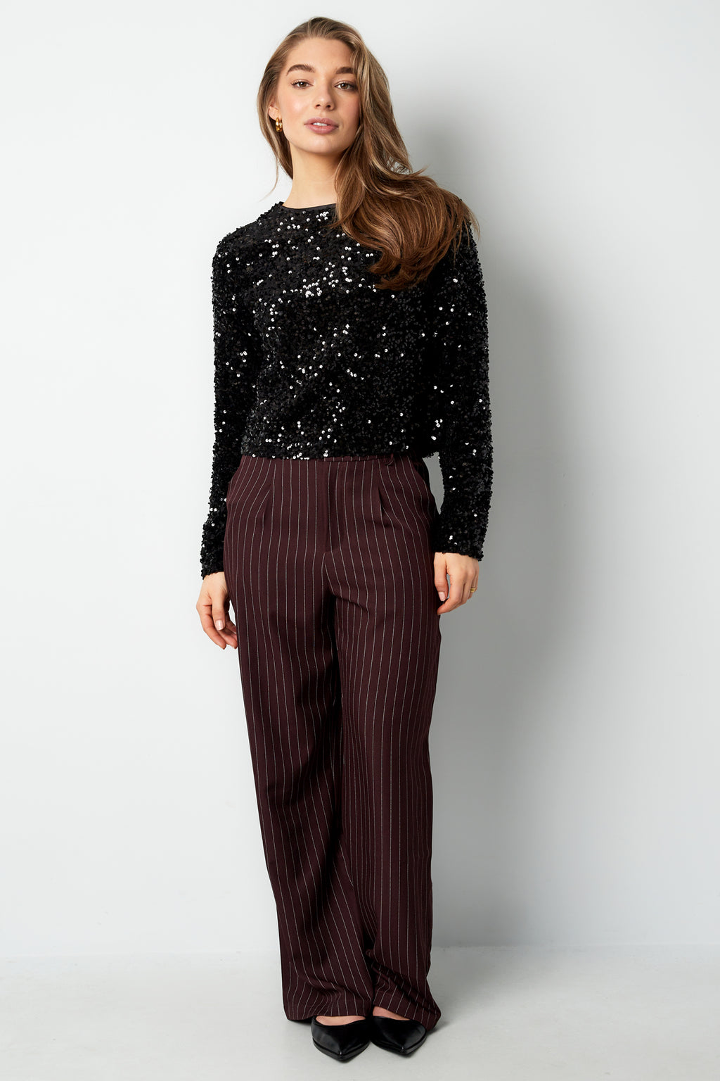 Polyester Long Sleeve Top Cropped Bow Detail