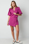 Polyester Women's Mini Skirt Asymmetric Wrap Design