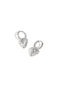 Earrings with heart-shaped pendant and zircon