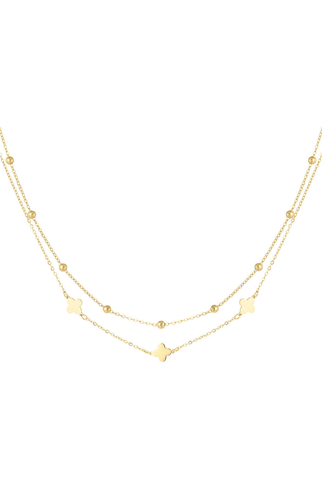 necklace double clover/balls