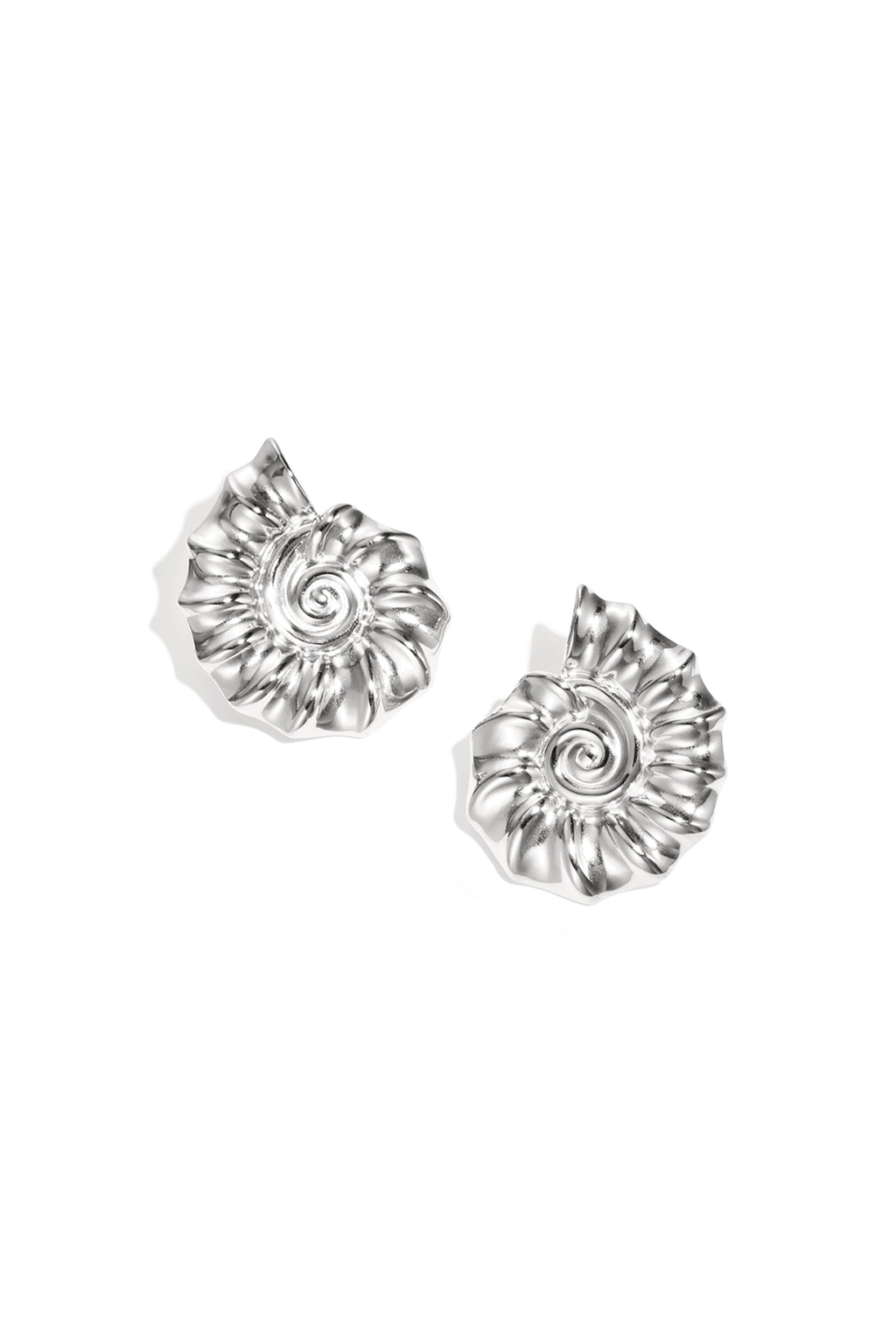 Spiral shell statement earrings