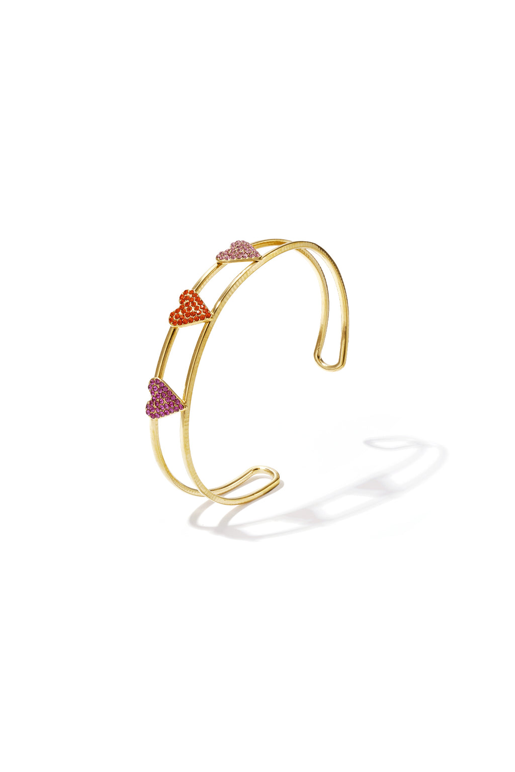 Bangle with rhinestone hearts