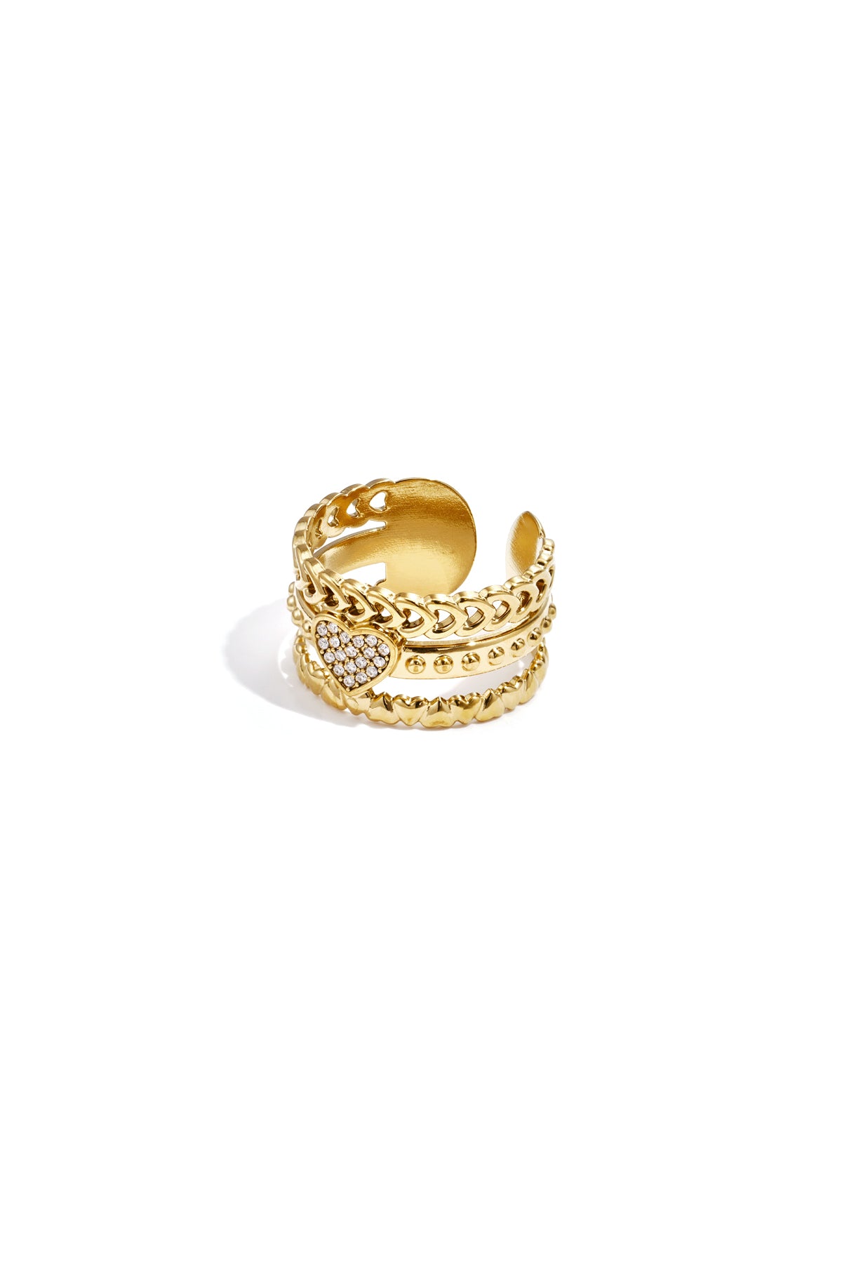 Statement ring with rose in heart
