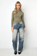 Knitted Nylon Women's Long Sleeve Top Basic Solid Color