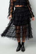 Polyester Women's Tiered Skirt Casual