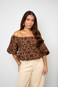 textured puff sleeve top