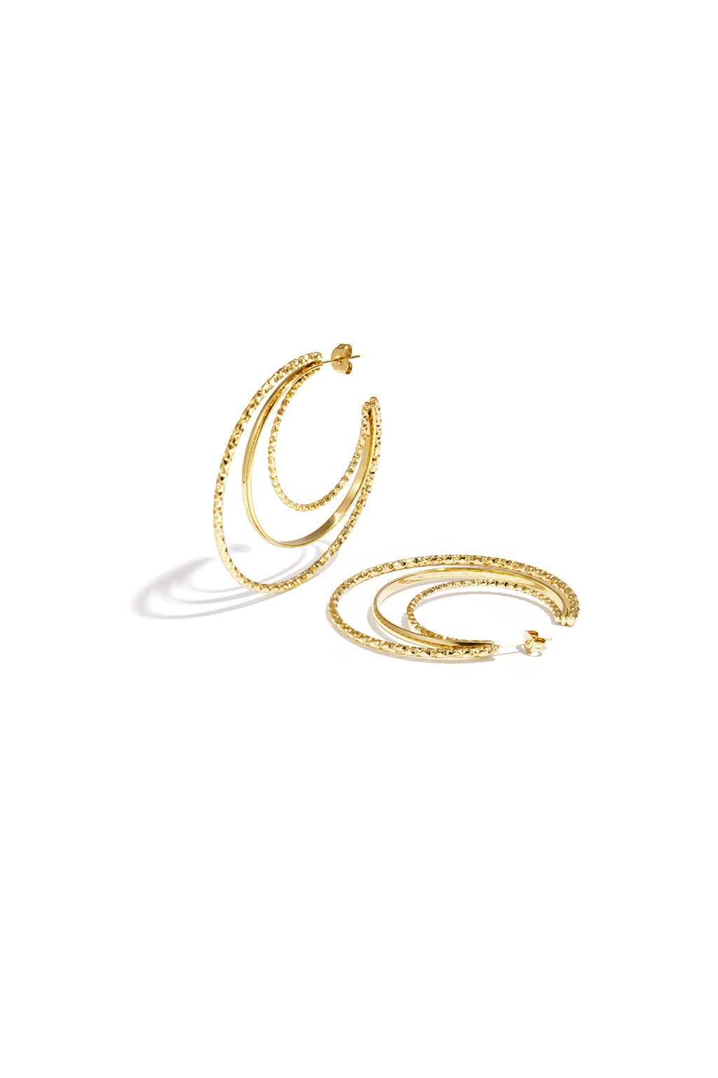 Layered triple hoop earrings